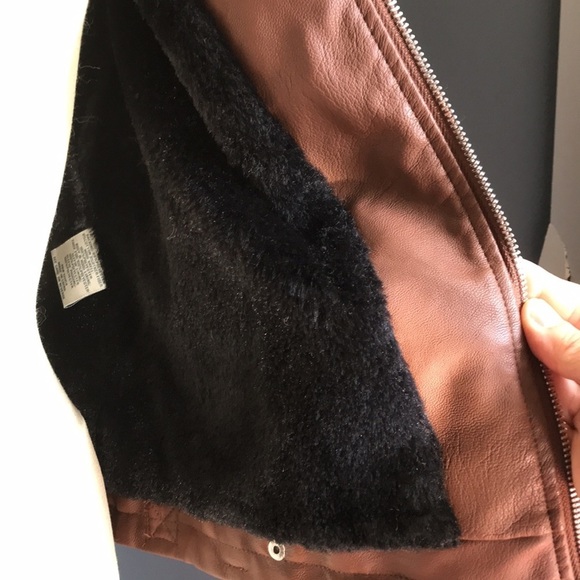 Sebby brown faux leather, black faux fur with gray hoodie jacket size L Juniors - Picture 7 of 15